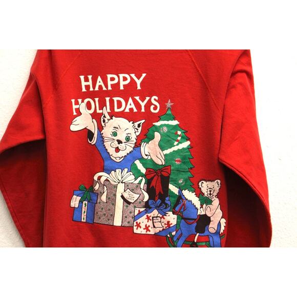 Vintage Christmas Cat Sweatshirt Medium - Picture 2 of 7